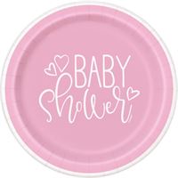 7" Paper Plates - Pink Hearts Baby Shower (8ct) - Unique