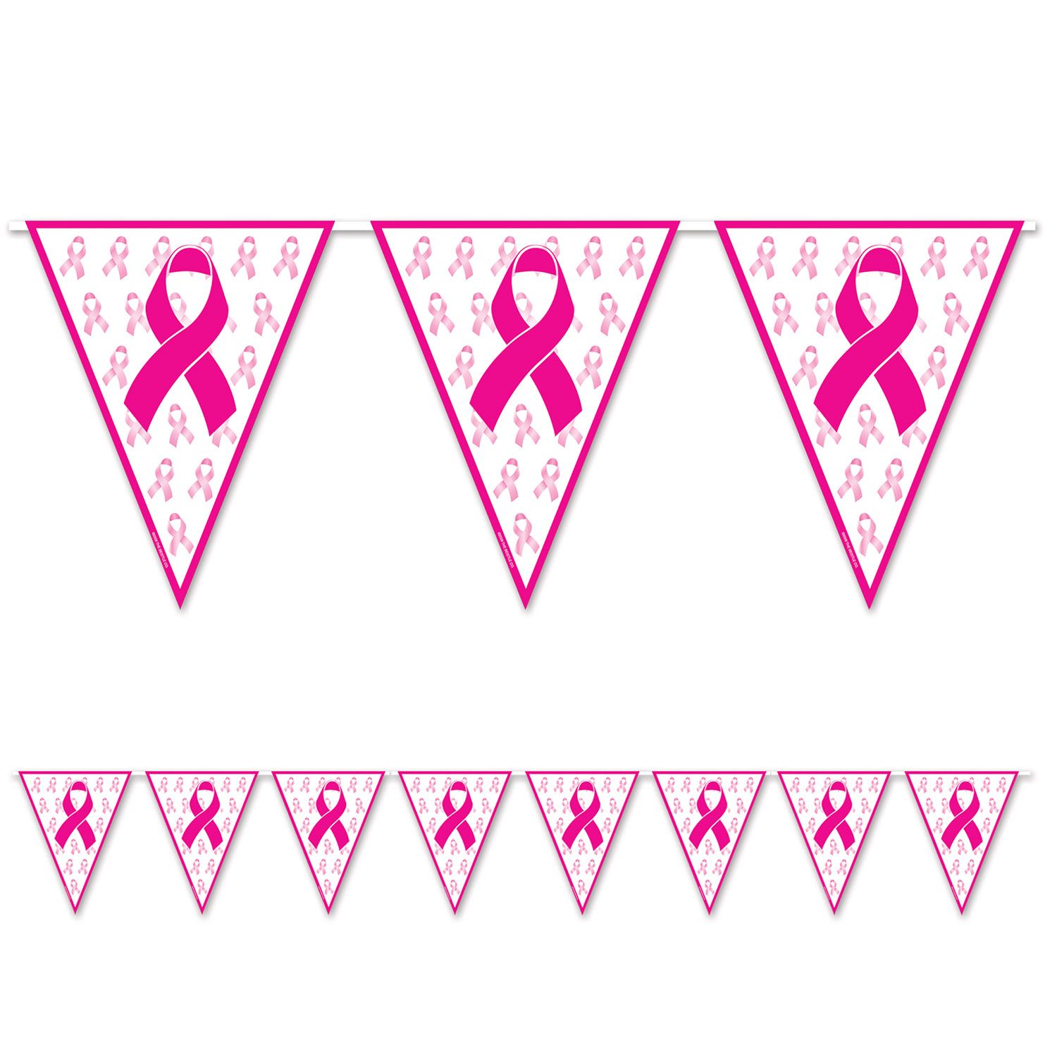 Pink Ribbon Pennant Banner by Beistle from Instaballoons