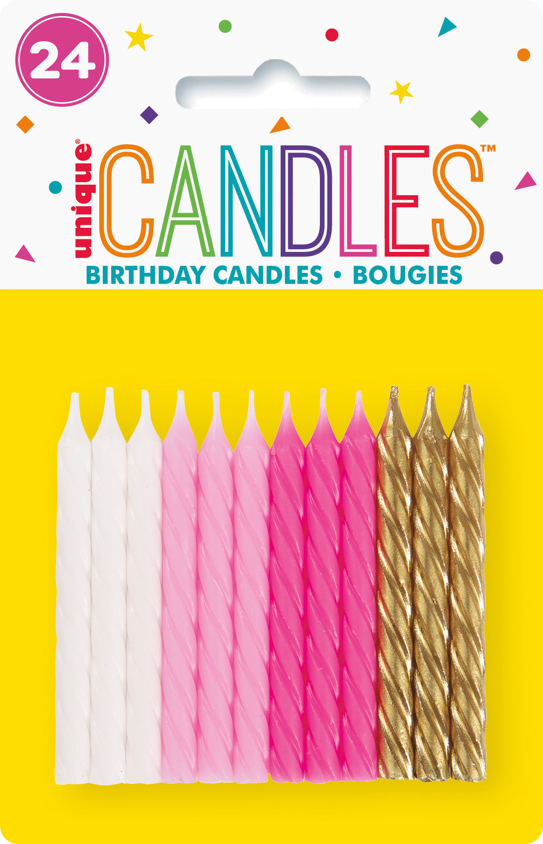 Pink White Gold Candles by Unique from Instaballoons
