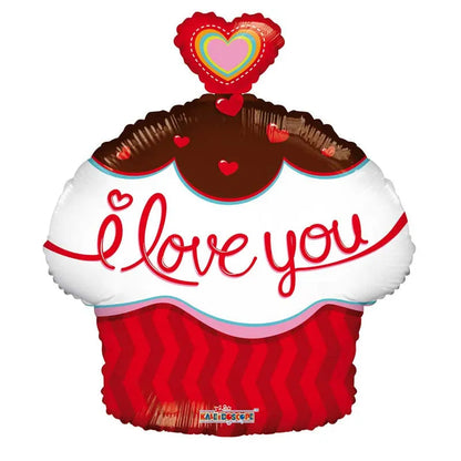 PR ILY Cupcake With Heart 18″ Foil Balloon by Convergram from Instaballoons