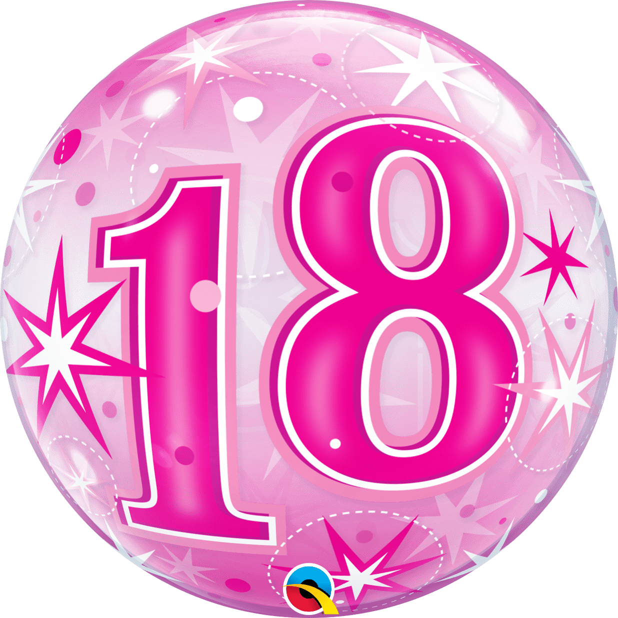 Qualatex 18 Pink Starburst Sparkle 22″ Bubble Balloon