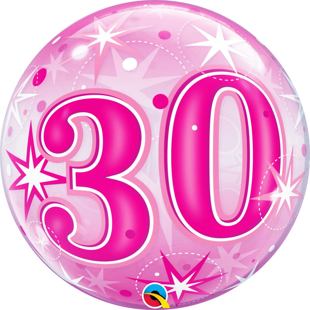 30 Pink Starburst Sparkle 22″ Bubble Balloon