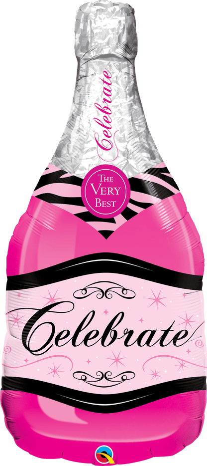 Qualatex Celebrate Pink Bubbly Wine Bottle 39″ Balloon