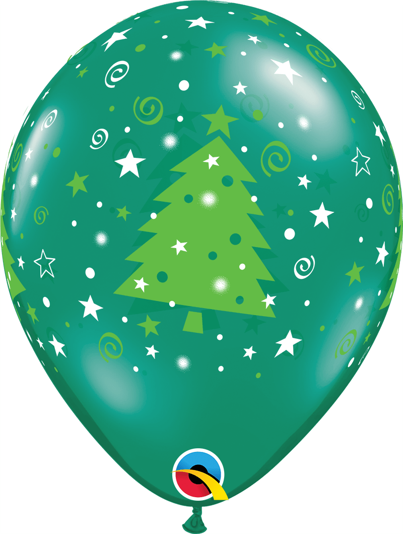 Christmas Trees Stars & Swirls 11″ Latex Balloons (50)