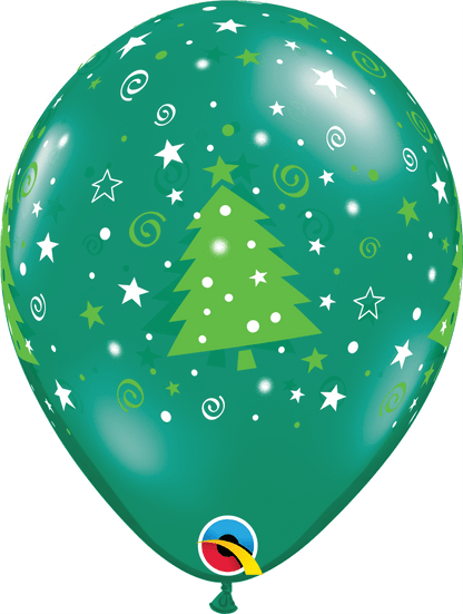 Christmas Trees Stars & Swirls 11″ Latex Balloons (50)