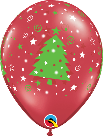 Christmas Trees Stars & Swirls 11″ Latex Balloons (50)