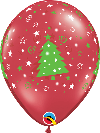 Christmas Trees Stars & Swirls 11″ Latex Balloons (50)