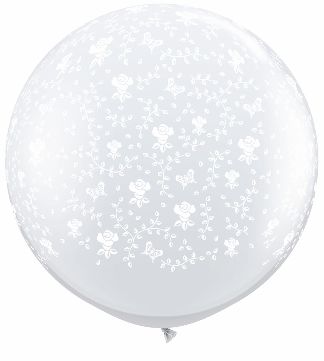 Flowers-A-Round Diamond Clear 36″ Latex Balloons (2)