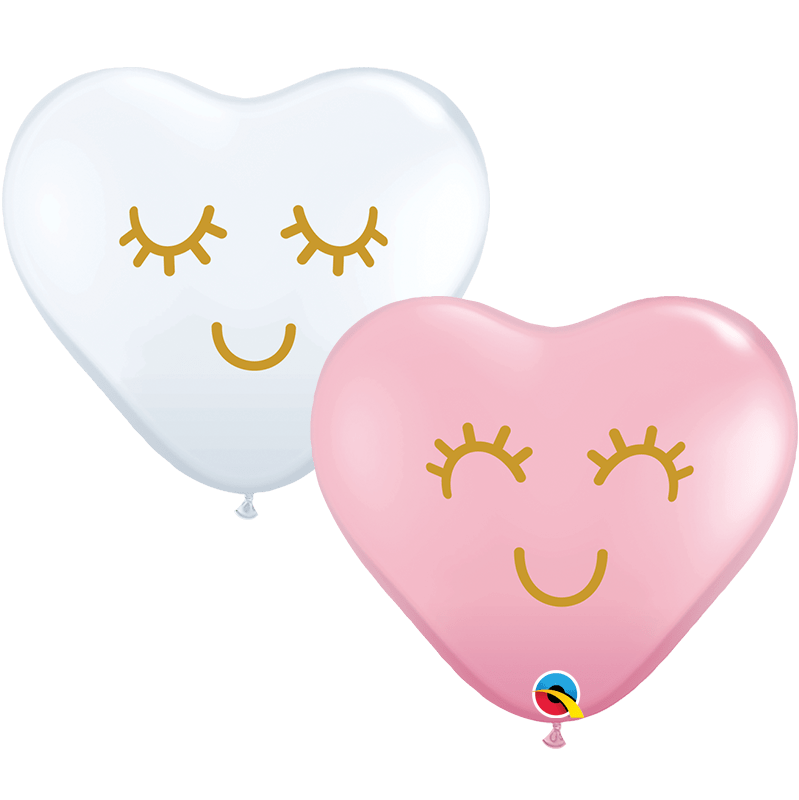 Heart Eyelashes Pink & White 11″ Latex Balloons (50 Count)