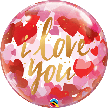 Qualatex I Love You Paper Hearts 22″ Bubble Balloon