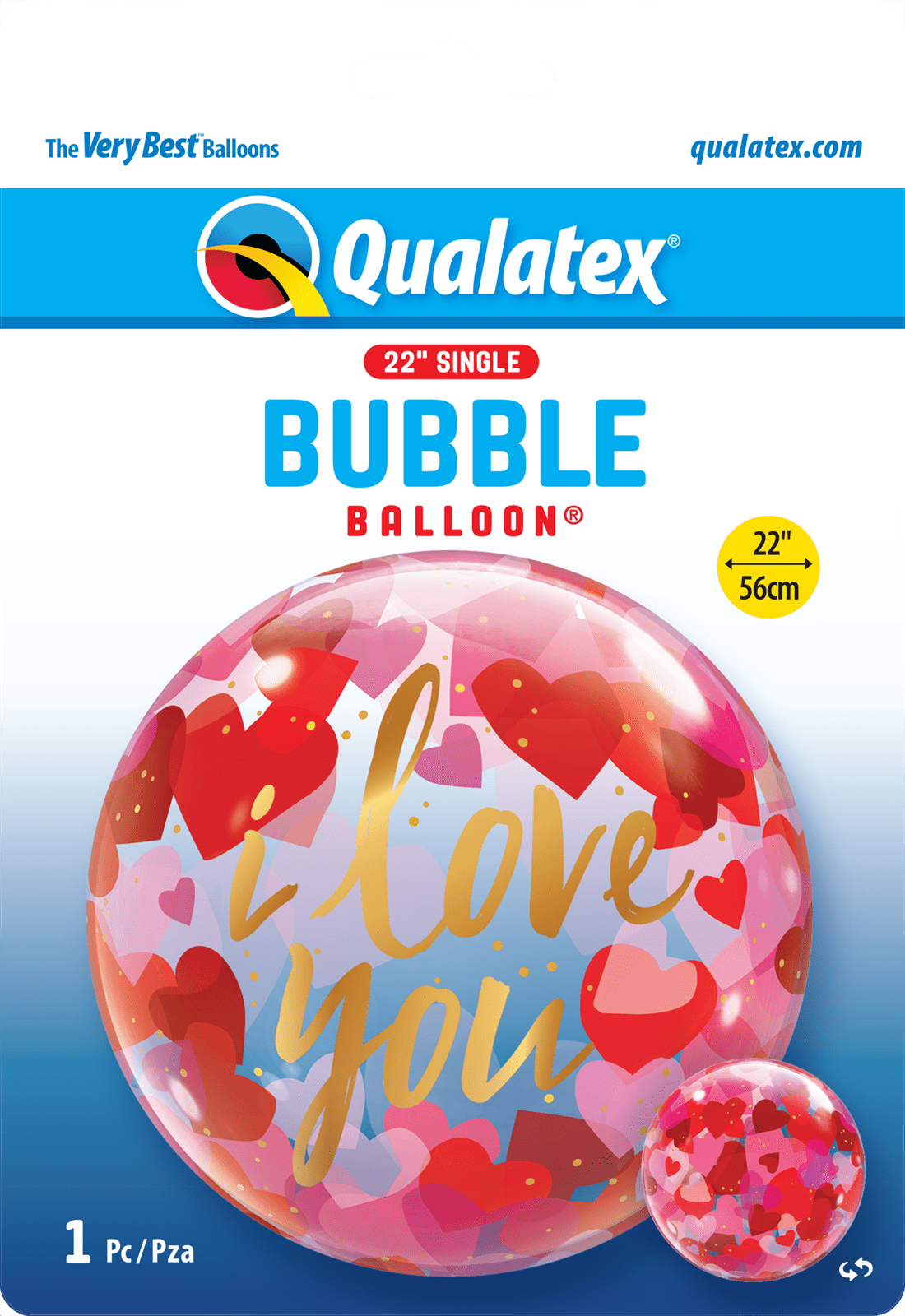 Qualatex I Love You Paper Hearts 22″ Bubble Balloon