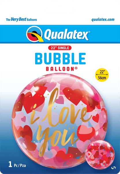 Qualatex I Love You Paper Hearts 22″ Bubble Balloon