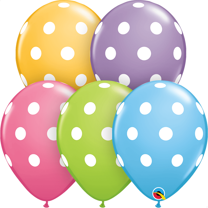 Qualatex Latex 11" Assorted Polka Dots Latex Balloons