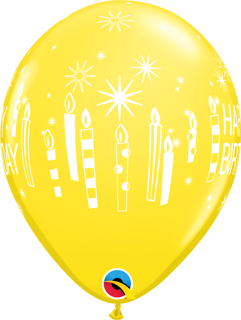 Qualatex Latex 11" Round Birthday Candles & Starbursts Latex Balloons (50 pack)