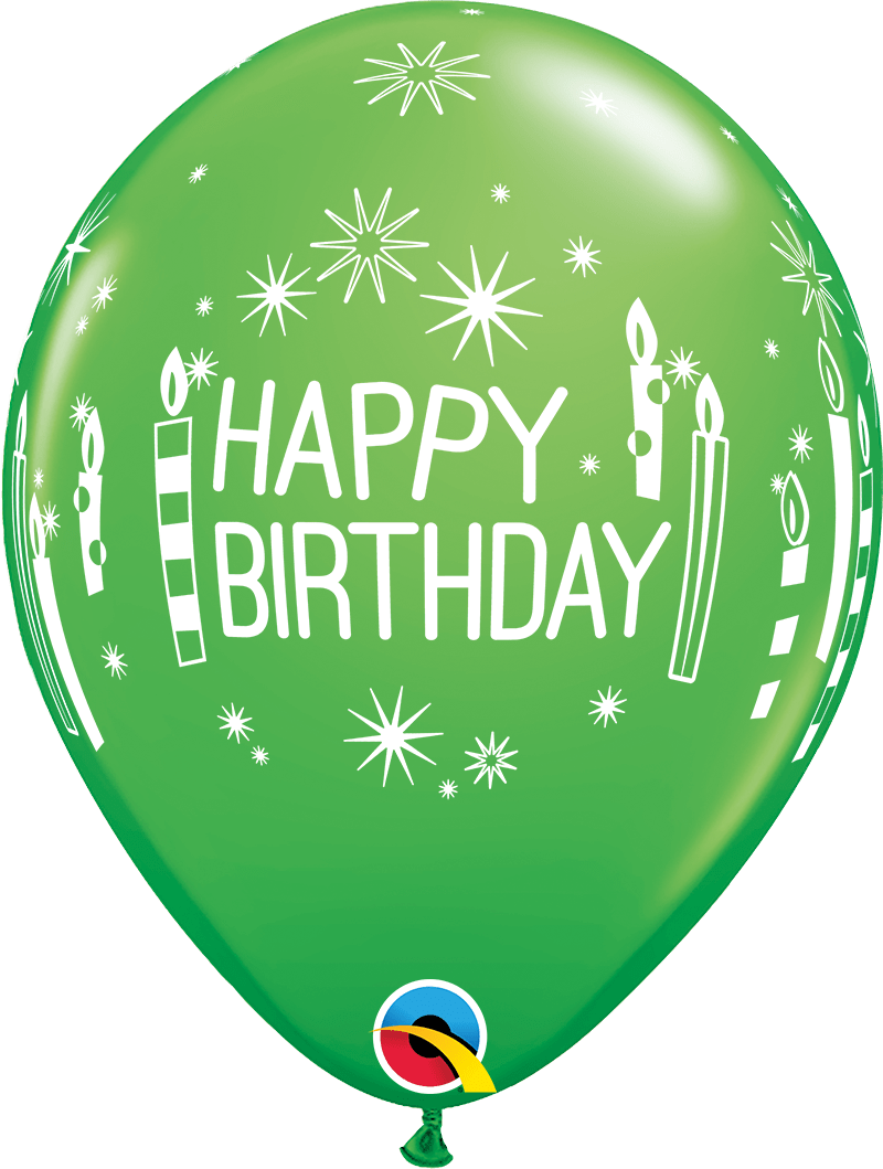 Qualatex Latex 11" Round Birthday Candles & Starbursts Latex Balloons (50 pack)