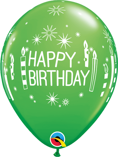Qualatex Latex 11" Round Birthday Candles & Starbursts Latex Balloons (50 pack)