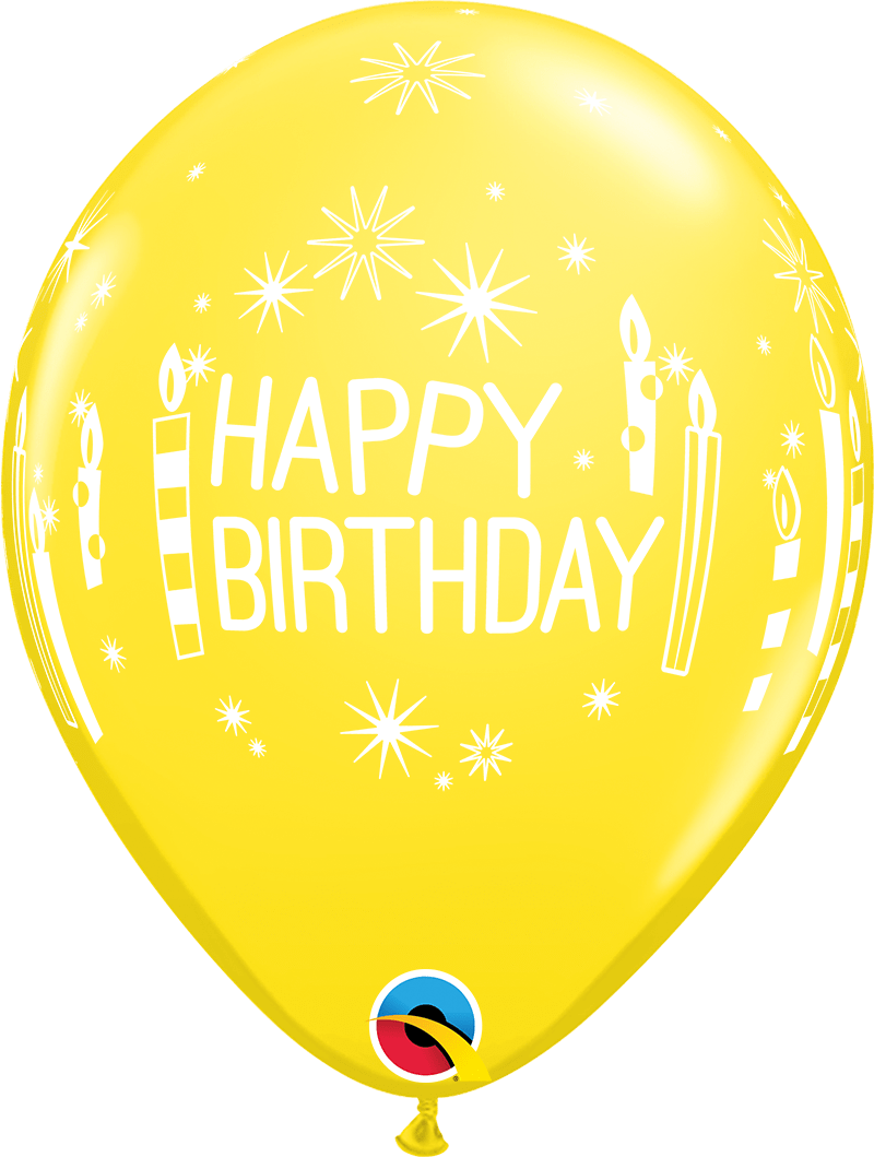 Qualatex Latex 11" Round Birthday Candles & Starbursts Latex Balloons (50 pack)