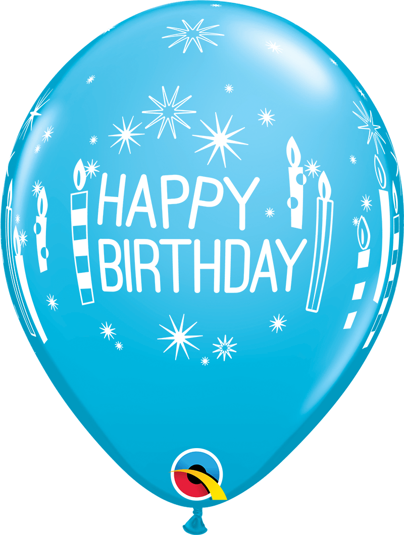 Qualatex Latex 11" Round Birthday Candles & Starbursts Latex Balloons (50 pack)