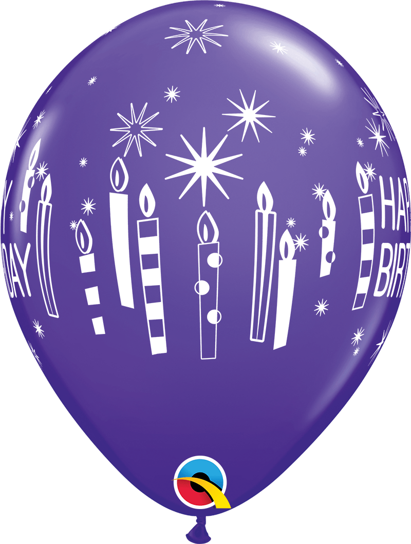 Qualatex Latex 11" Round Birthday Candles & Starbursts Latex Balloons (50 pack)