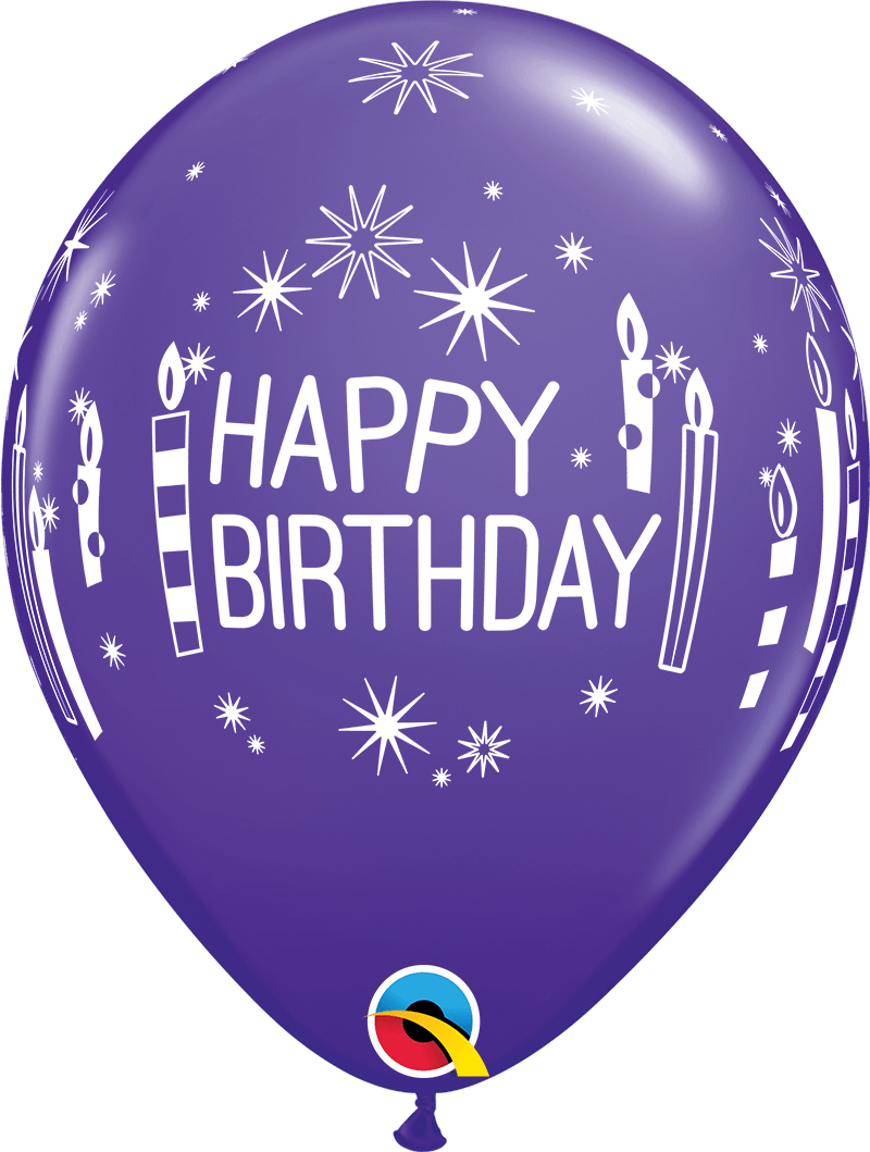 Qualatex Latex 11" Round Birthday Candles & Starbursts Latex Balloons (50 pack)