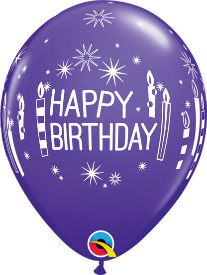 Qualatex Latex 11" Round Birthday Candles & Starbursts Latex Balloons (50 pack)