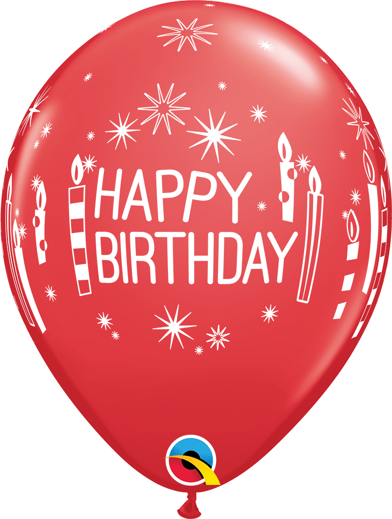 Qualatex Latex 11" Round Birthday Candles & Starbursts Latex Balloons (50 pack)
