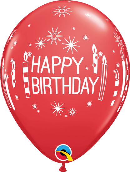 Qualatex Latex 11" Round Birthday Candles & Starbursts Latex Balloons (50 pack)