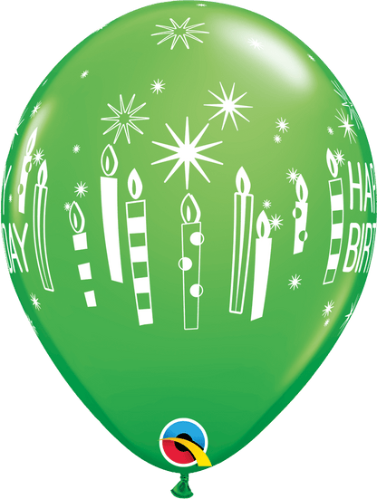 Qualatex Latex 11" Round Birthday Candles & Starbursts Latex Balloons (50 pack)