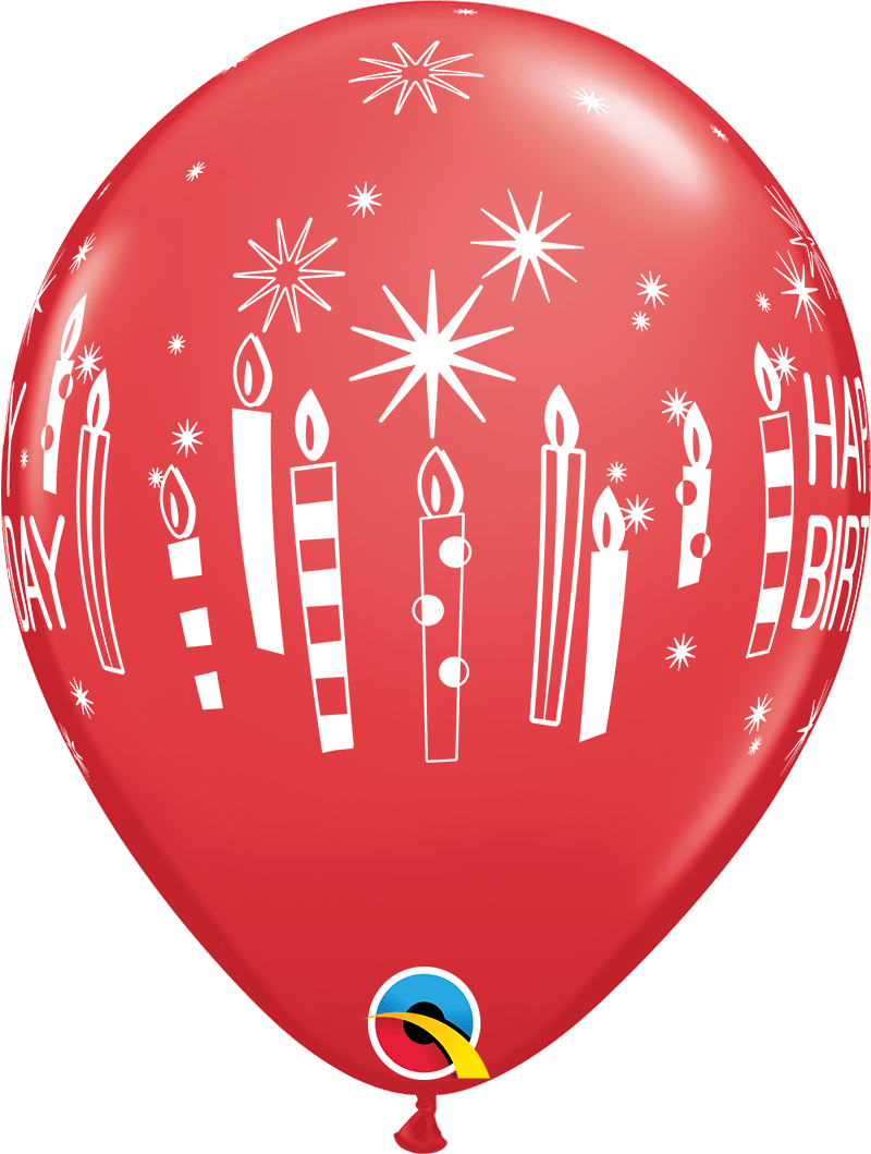 Qualatex Latex 11" Round Birthday Candles & Starbursts Latex Balloons (50 pack)