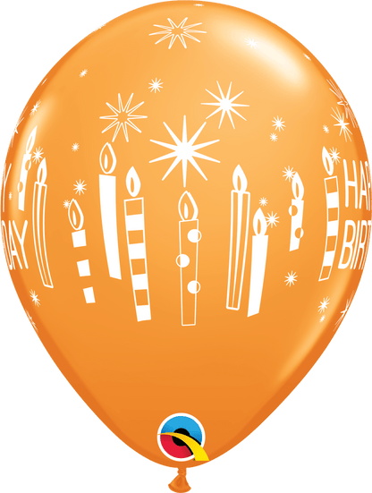 Qualatex Latex 11" Round Birthday Candles & Starbursts Latex Balloons (50 pack)