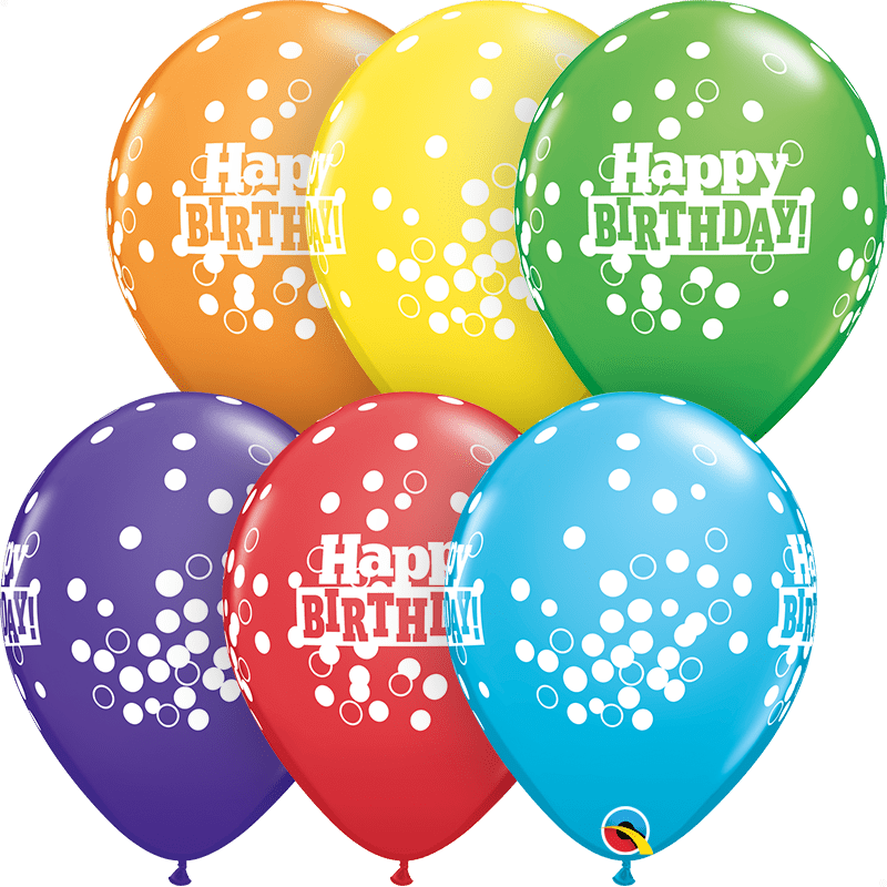 Qualatex Latex 11" Round Birthday Confetti Dots Latex Balloons (50 pack)