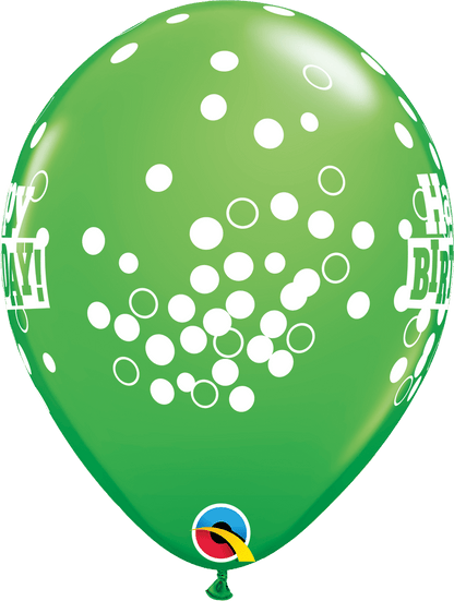 Qualatex Latex 11" Round Birthday Confetti Dots Latex Balloons (50 pack)