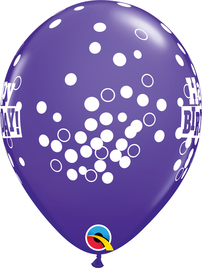 Qualatex Latex 11" Round Birthday Confetti Dots Latex Balloons (50 pack)