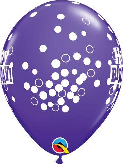 Qualatex Latex 11" Round Birthday Confetti Dots Latex Balloons (50 pack)