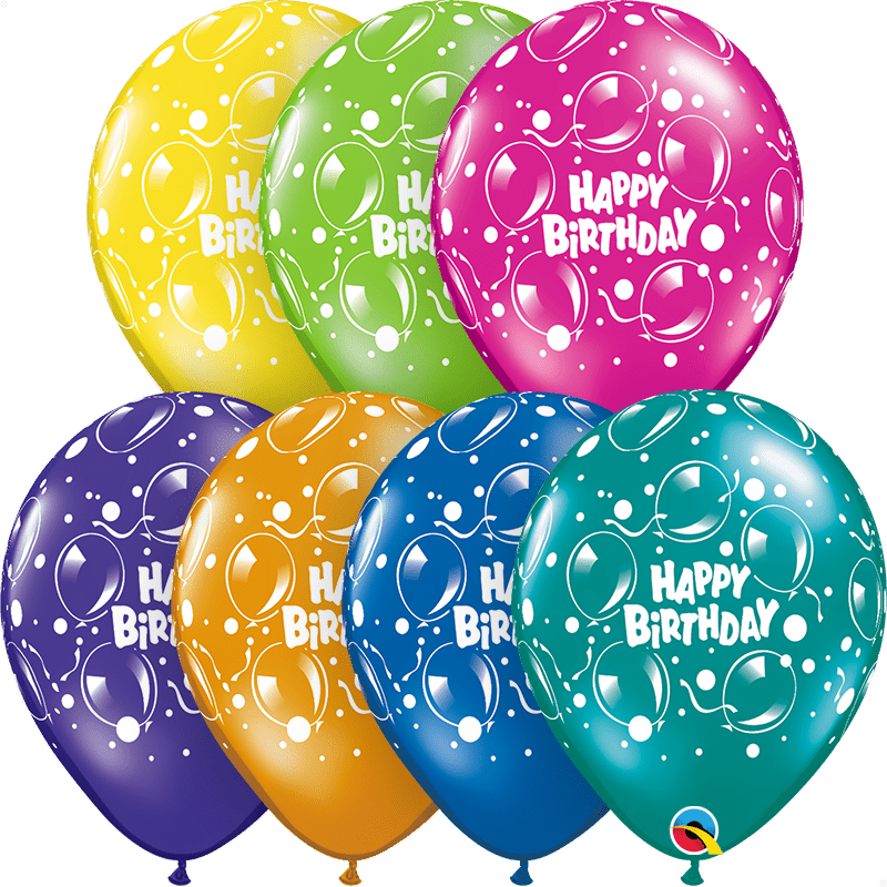 Qualatex Latex 11" Round Birthday Sparkling Balloons Latex Balloons (50 pack)