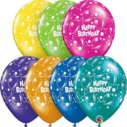 Qualatex Latex 11" Round Birthday Sparkling Balloons Latex Balloons (50 pack)