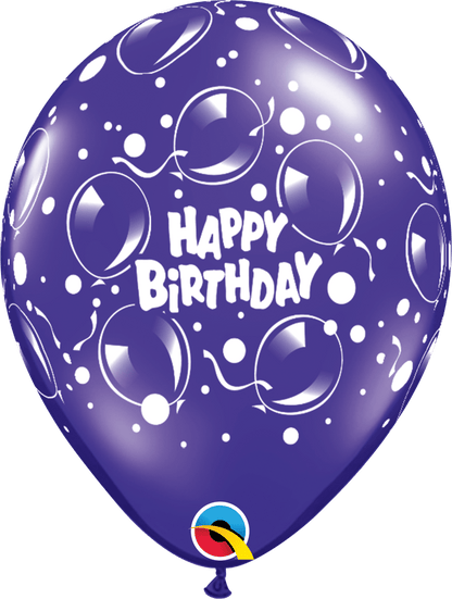 Qualatex Latex 11" Round Birthday Sparkling Balloons Latex Balloons (50 pack)