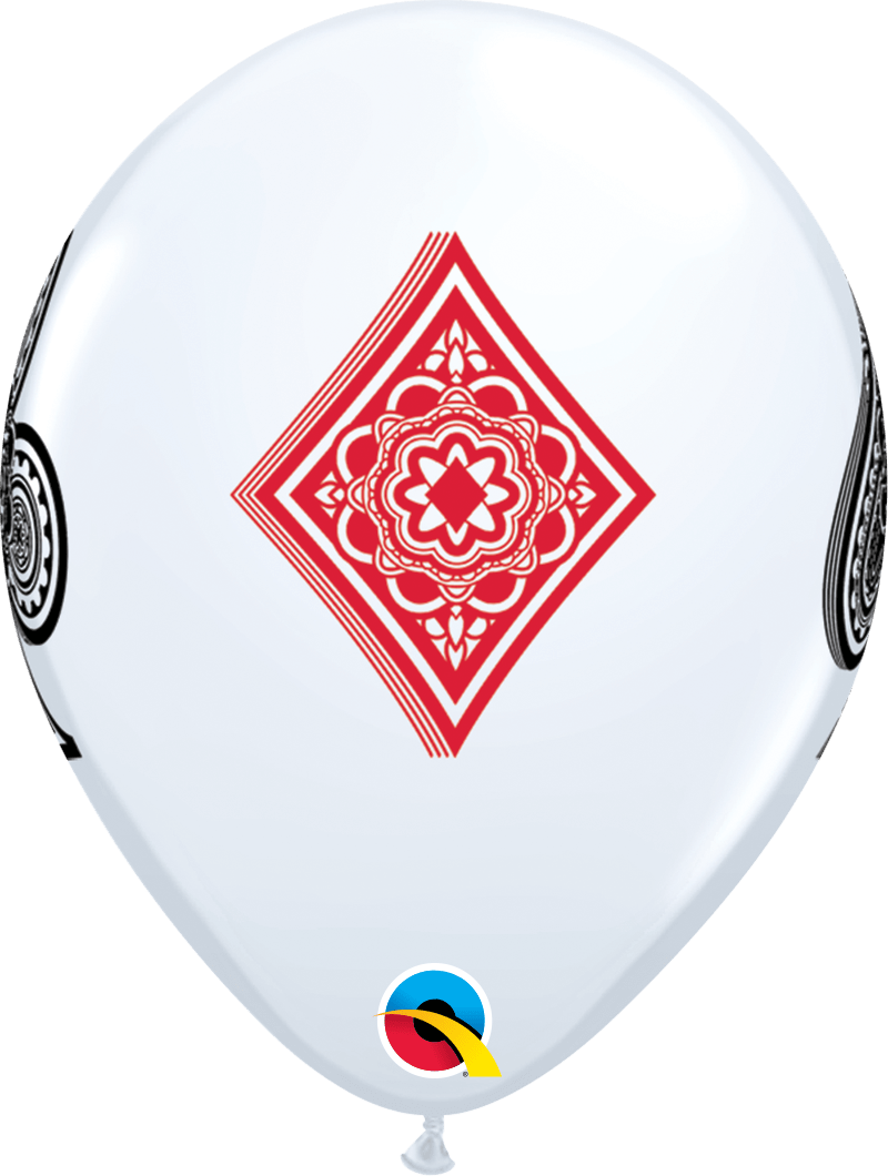 11″ Round Card Suits Latex Balloons (50 pack)