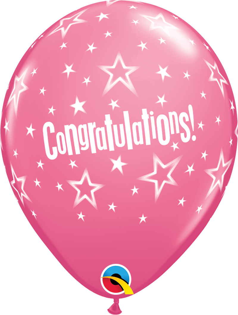 Qualatex Latex 11" Round Congratulations Star Patterns (50 pack)