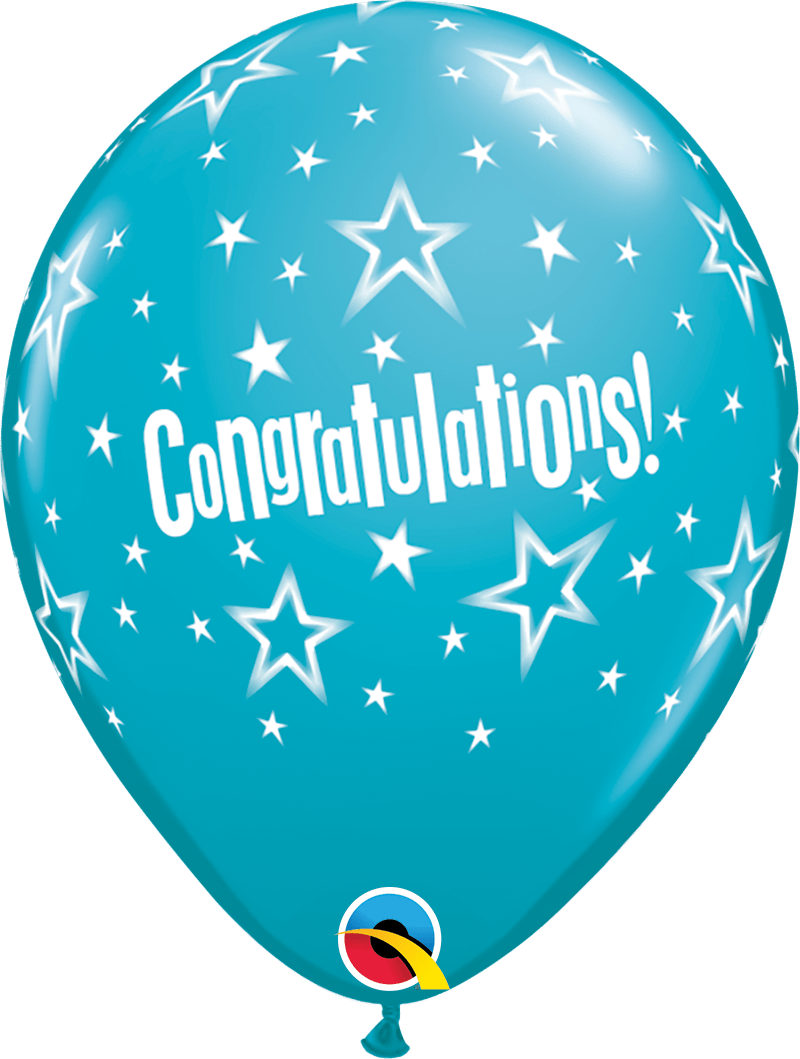 Qualatex Latex 11" Round Congratulations Star Patterns (50 pack)
