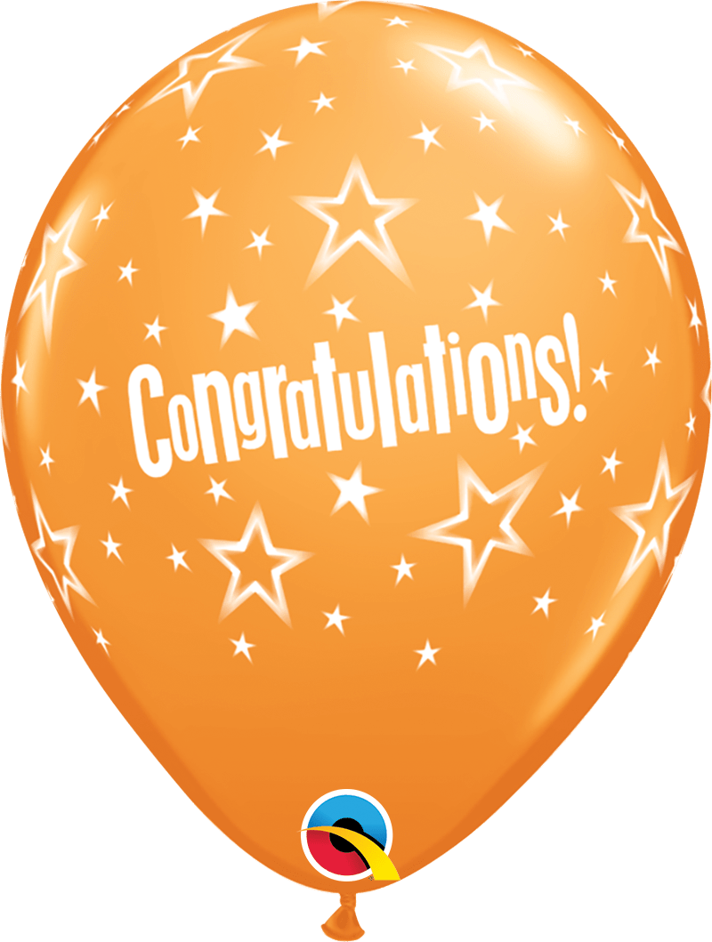 Qualatex Latex 11" Round Congratulations Star Patterns (50 pack)