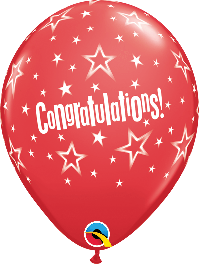 Qualatex Latex 11" Round Congratulations Star Patterns (50 pack)