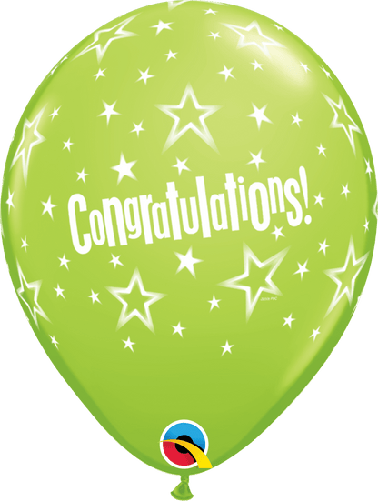 Qualatex Latex 11" Round Congratulations Star Patterns (50 pack)