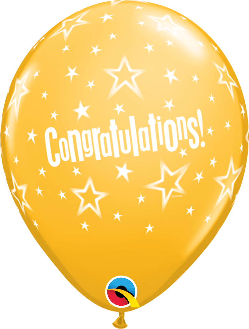 Qualatex Latex 11" Round Congratulations Star Patterns (50 pack)