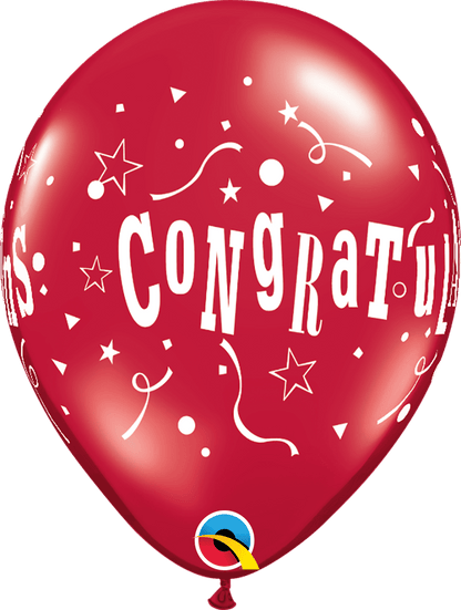 Qualatex Latex 11" Round Congratulations Stars (50 pack)