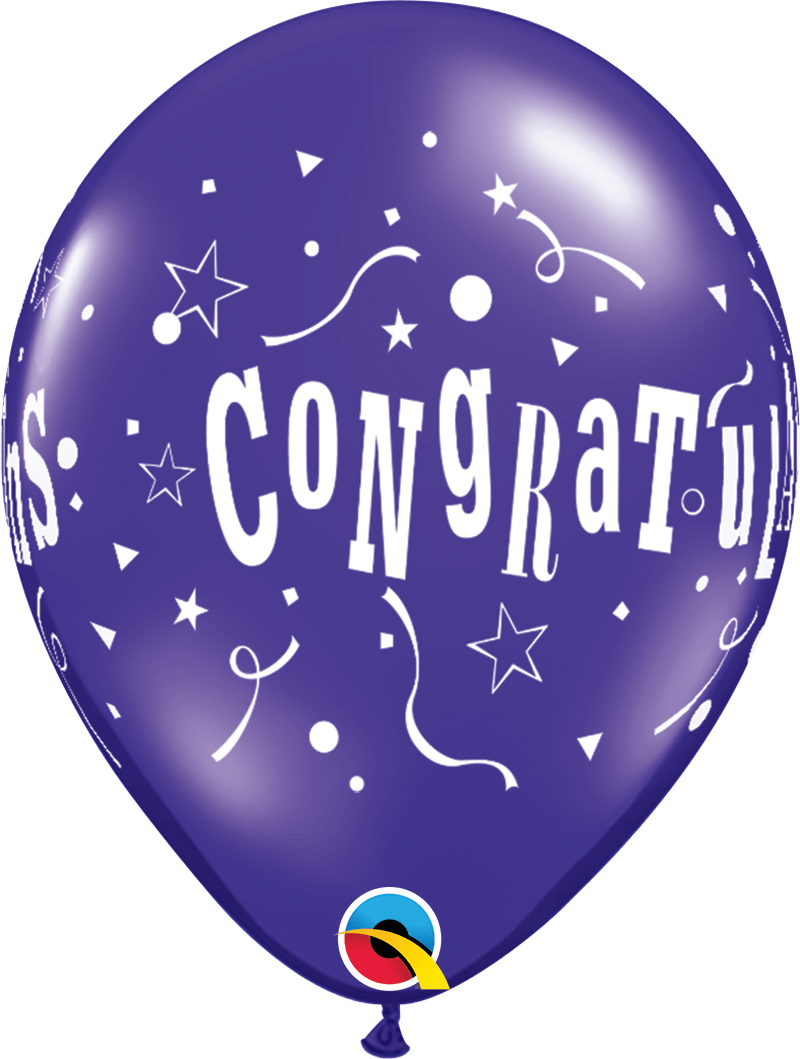 Qualatex Latex 11" Round Congratulations Stars (50 pack)