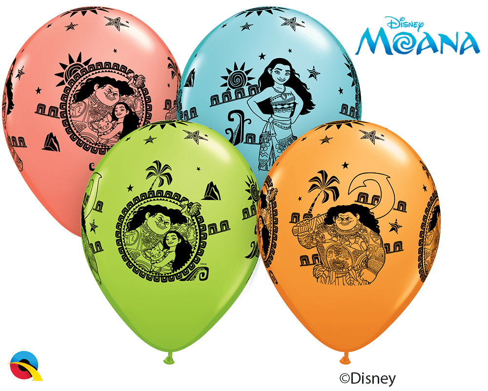 Qualatex Latex 11" Round Disney Moana & Maui Balloons (25 pack)