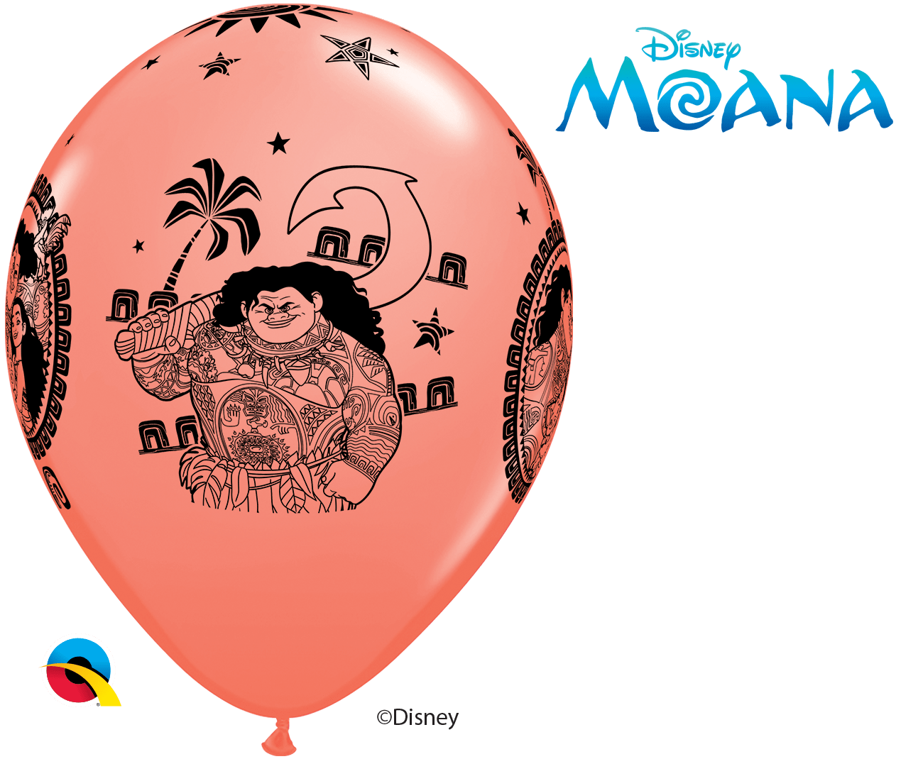 Qualatex Latex 11" Round Disney Moana & Maui Balloons (25 pack)