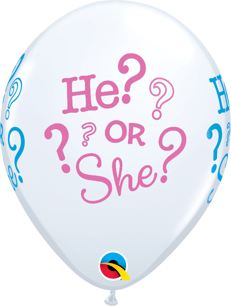 Qualatex Latex 11" Round He? or She? (50 pack)