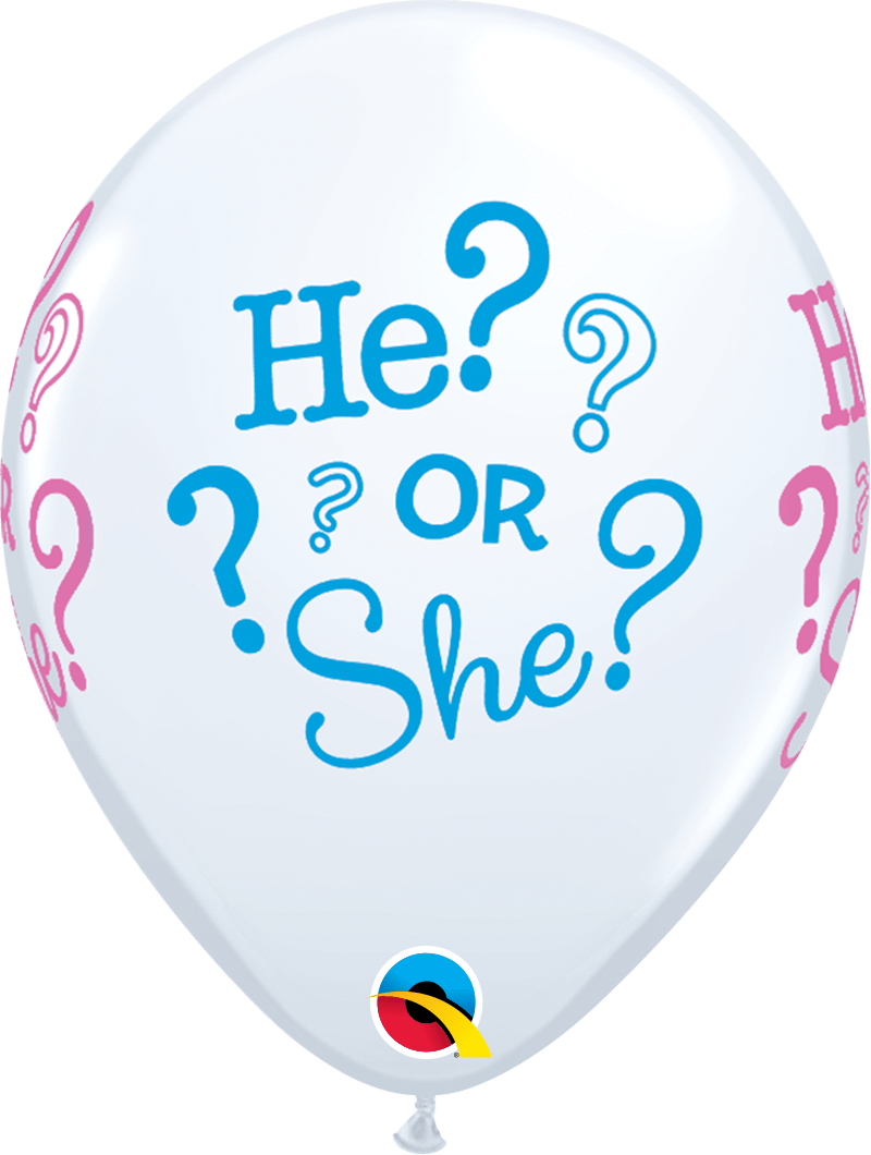 Qualatex Latex 11" Round He? or She? (50 pack)